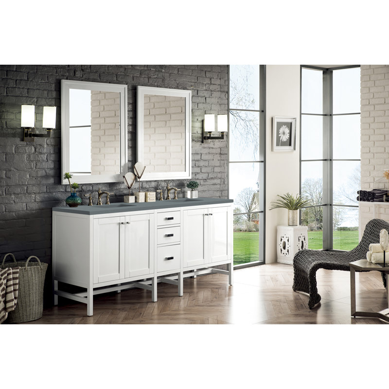 Addison 72'' W Double Vanity, Glossy White, 8" Widespread, Tajnar Eclos