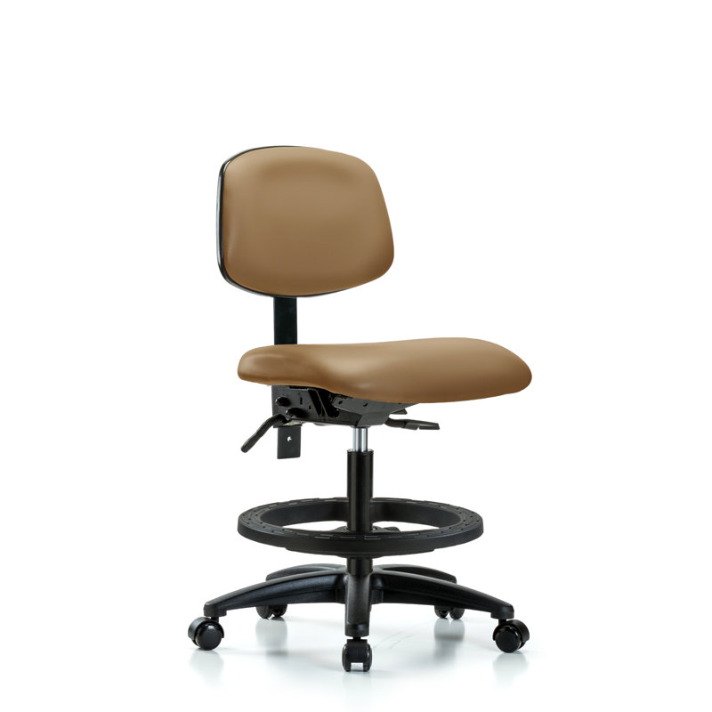 Lyra Vinyl Drafting Chair, Casters, Included, Taupe