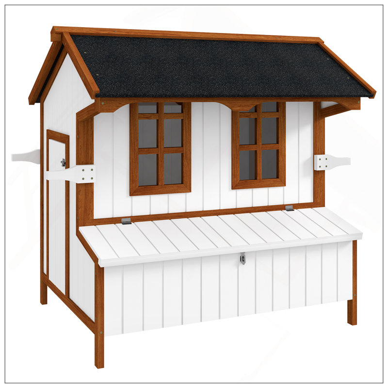 Poulailler en bois durable avec nichoir et poignées, portable et facile à nettoyer pour la volaille de basse-cour