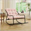 Chaise berçante d'extérieur avec coussin épais ultra-confortable, parfaite pour le salon, la chambre à coucher et le coin lecture, structure noire avec coussin rose