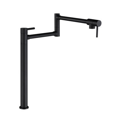 Robinet de remplissage de pot noir mat avec extension - laiton, pivotant sur 360 ° et pliable, poignées doubles pour un débit d'eau stable, résistance de surface à la couche d'oxydation contre la corrosion