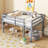 Full Rubber Wood Loft Bed With Ladder,Grey