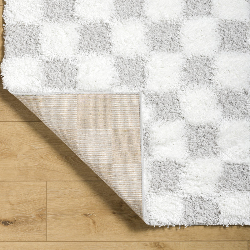 Tapis en polypropylène tissé à la machine Gorney gris clair / crème, Rectangle 6 pi 7 po x 9 pi 6 po
