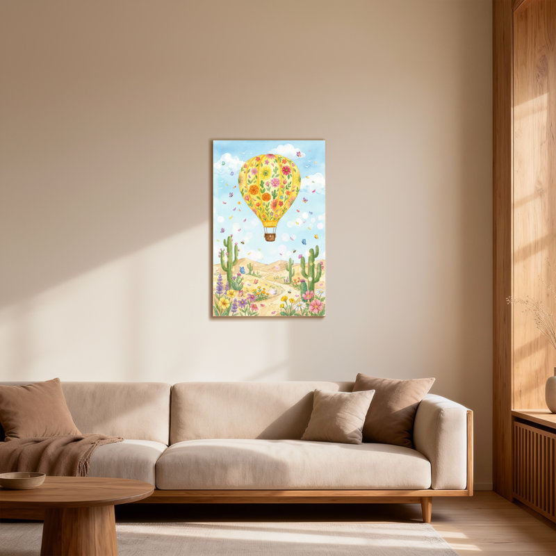 Paysage et nature, montgolfière, scène de désert, H 40 po x l 28 po