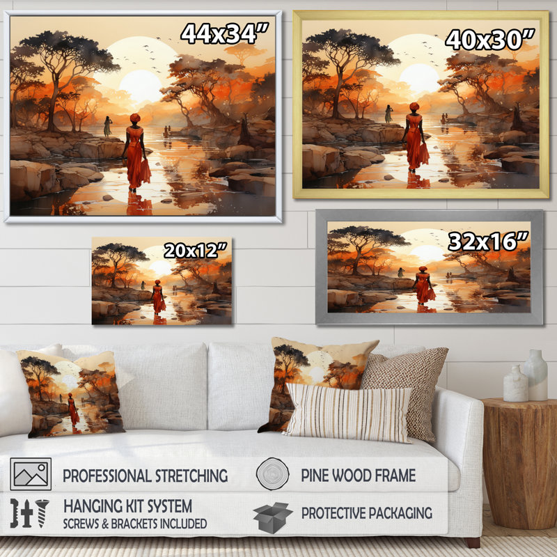 African Journey On Canvas Print, Wrapped Canvas, 16" H x 32" W, No Frame
