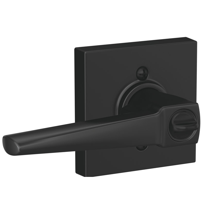 Eller Keyed Entry Lever with Collins Trim, Matte Black, Keyed Alike