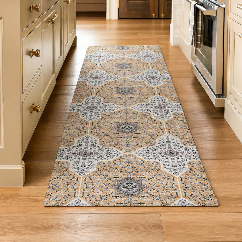Tapis oriental lavable à la machine de qualité supérieure Mayfield AMF2410, Cuivre, Tapis de couloir 2 pi 3 po x 7 pi 6 po