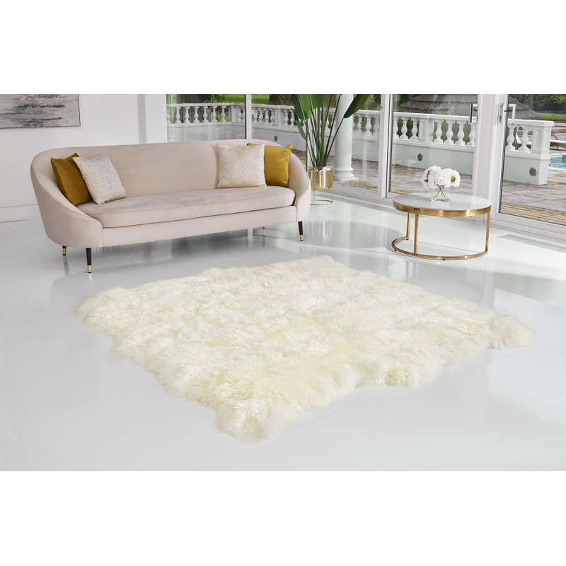 Solid Colour Sheepskin Area Rug, Novelty 190cm x 200cm