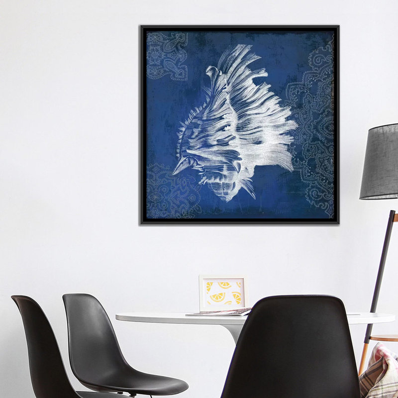 «Navy Shell II», impression sur toile, H 18 po x l 18 po x P 1,5 po, Pas de tapis, Toile avec cadre noir