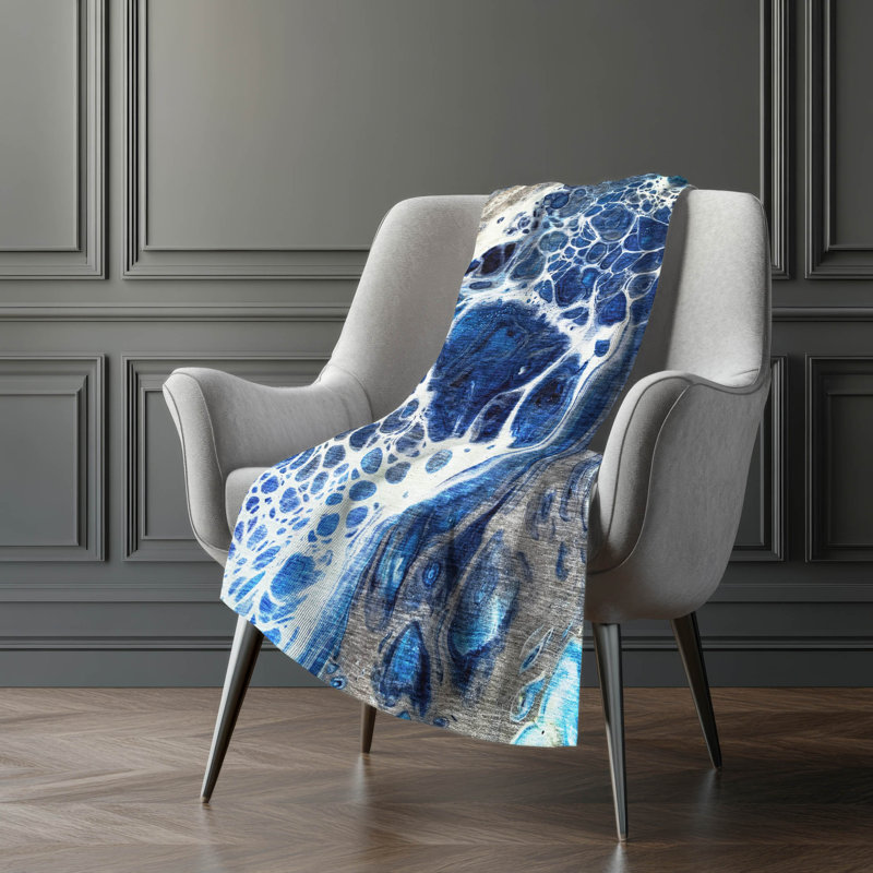 Addison Machine Washable Sherpa ASB682 Modern Throw Blanket, Navy
