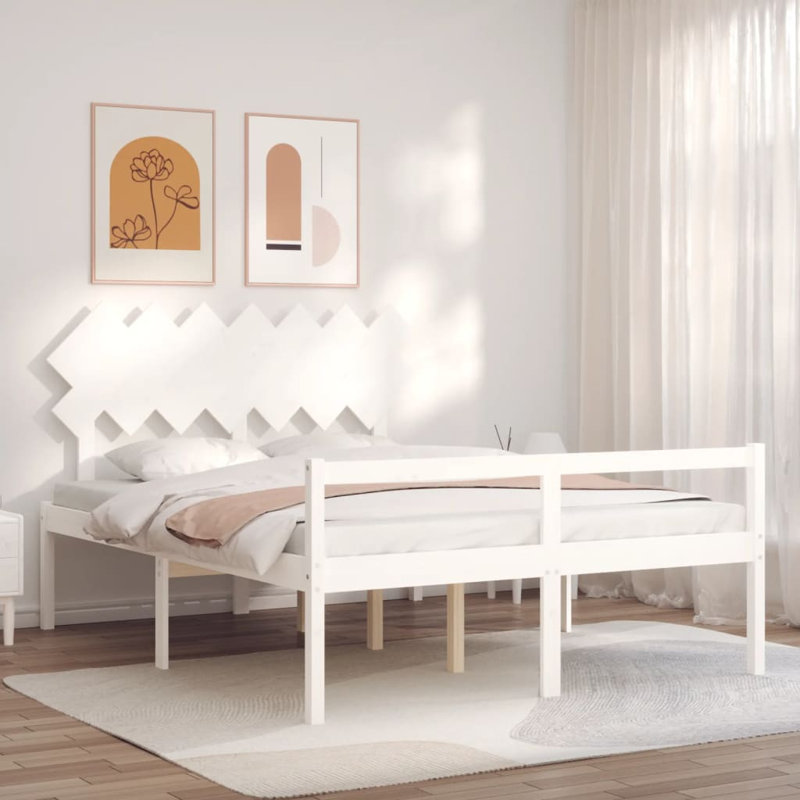 Bed Frame with Headboard, Single (3'), White