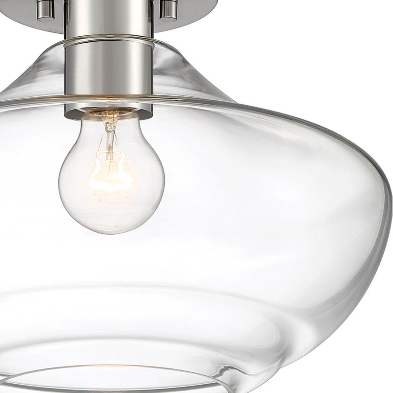 Plafonnier semi-encastré 1 lumière 12 po Alonnie, Nickel poli