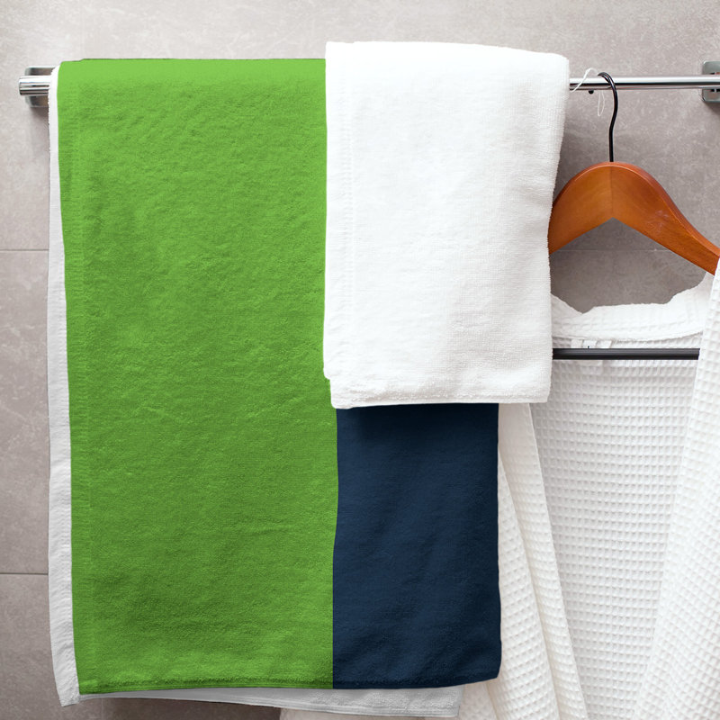 Bath Towel, Green/Prussian Blue/Off White
