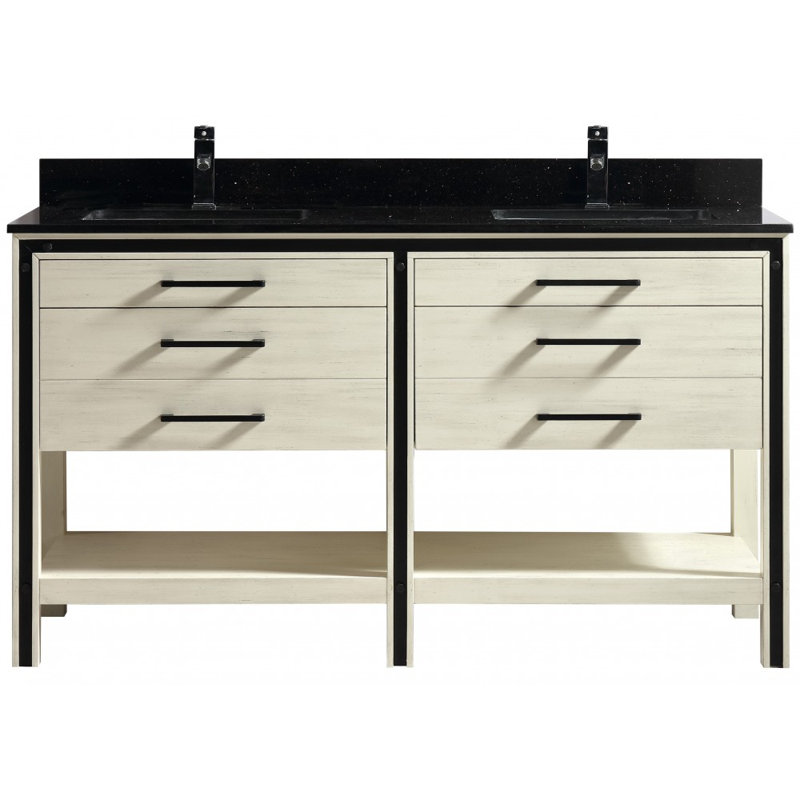 Base de meuble-lavabo double Vali 59 seulement, Beige antique
