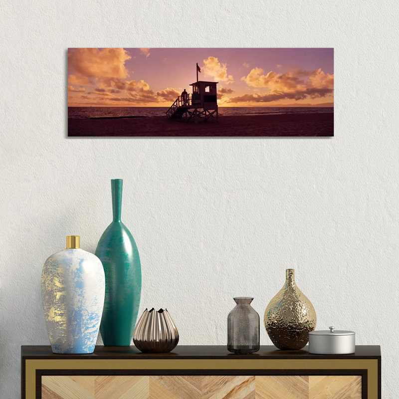 Lifeguard Hut On The Beach, 22Nd St. Lifeguard Station, Redondo Beach, Los Angeles County, California, USA by Panoramic Images - Wrapped Canvas Panoramic Print