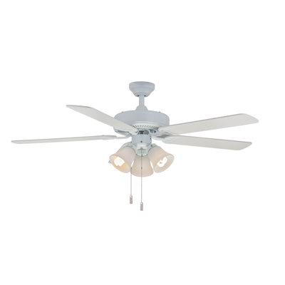 Ventilateur de plafond standard à 5 pales de 52 po avec chaîne de traction et ensemble d'éclairage Giambrone inclus
