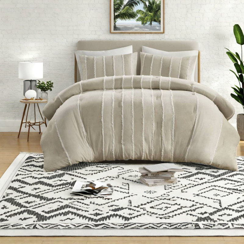 Ensembles de literie en coton confortables pour grand lit à rayures