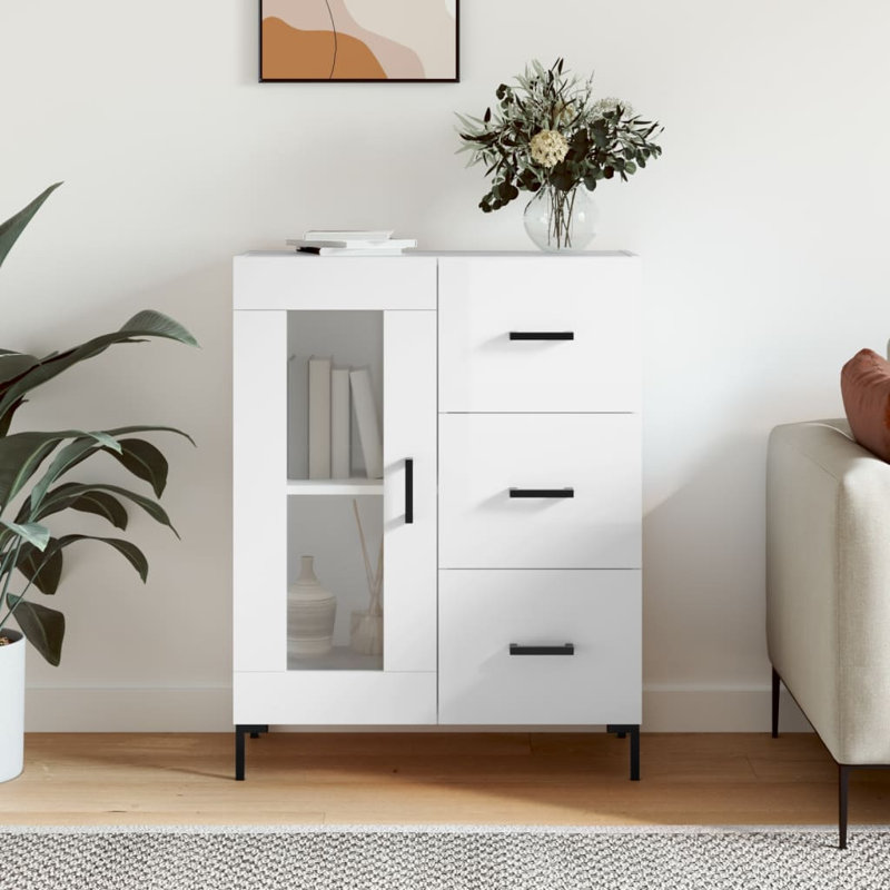 Miaisha 69.5cm Sideboard, High Gloss White