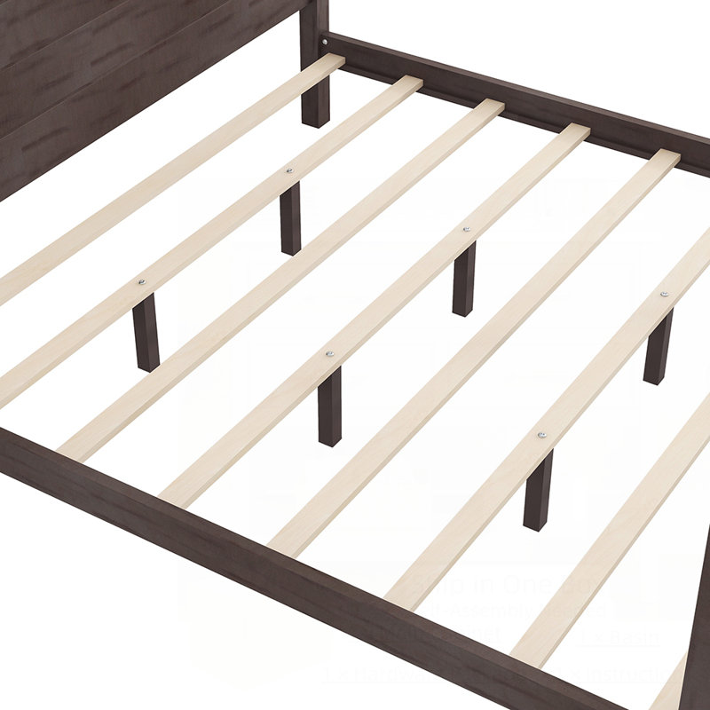 Lit à baldaquin avec tête de lit, pieds de soutien et lattes en bois robustes pour une stabilité accrue et une meilleure efficacité de l'espace