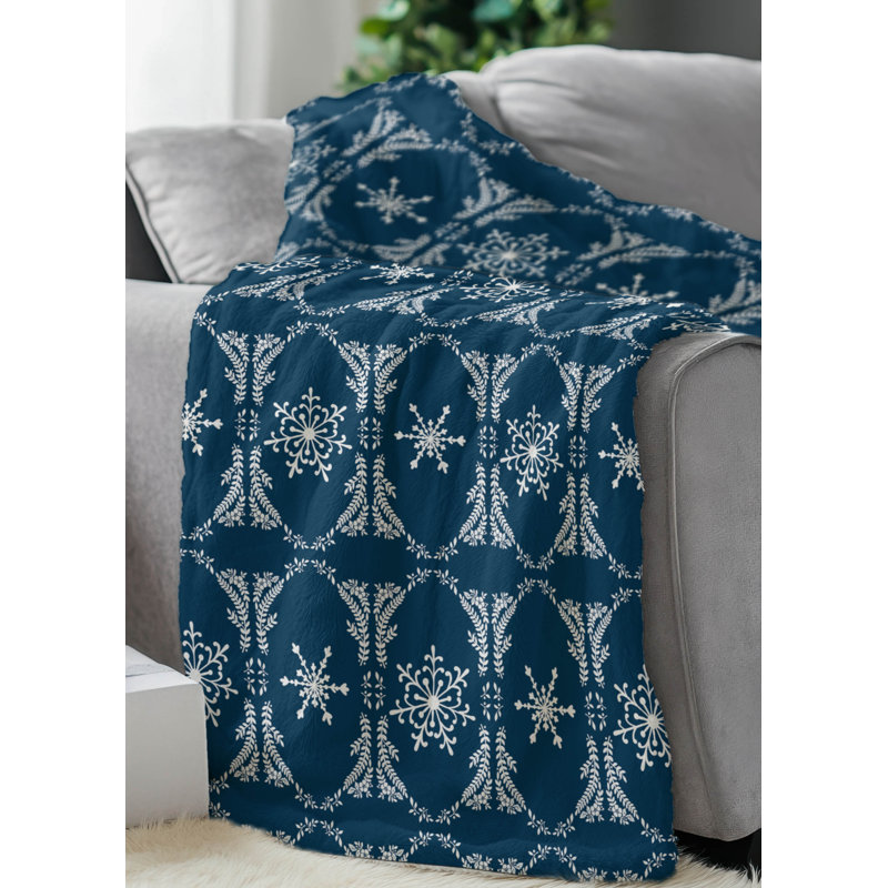 Jeté en velours de neige, Bleu très foncé, L 60 po x l 50 po