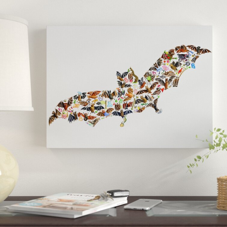 The Holiday Aisle® Bat Collage On Canvas by Louise Tate Print Wayfair