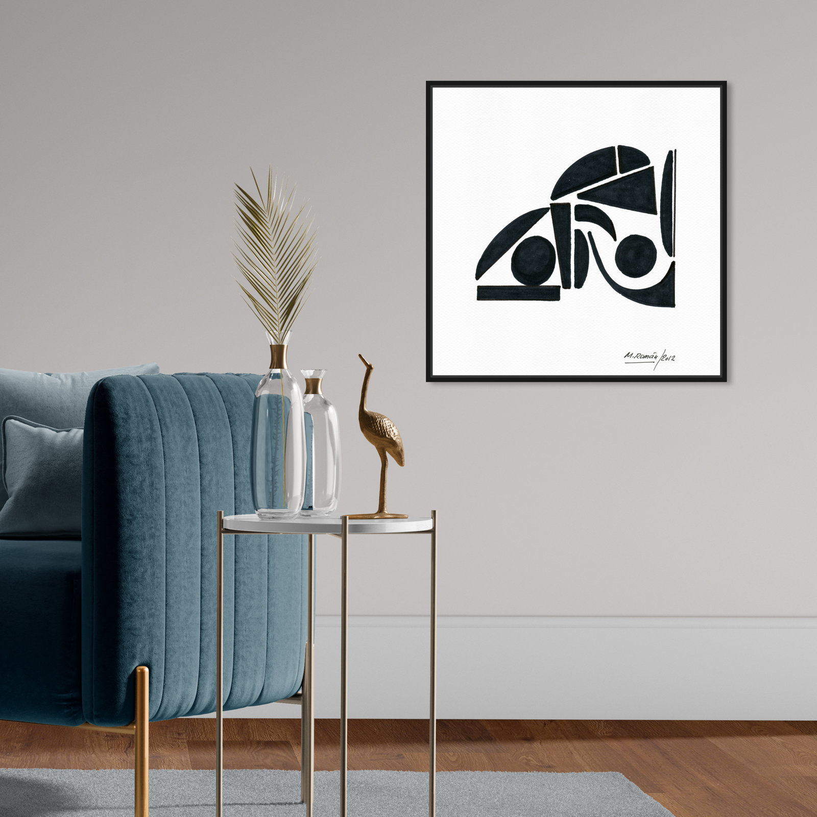 Black And White Modern by M.Roman, Black, 21" H x 21" W