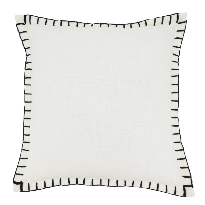 White Cotton Chunky Whip Stitch Square Pillow Cover