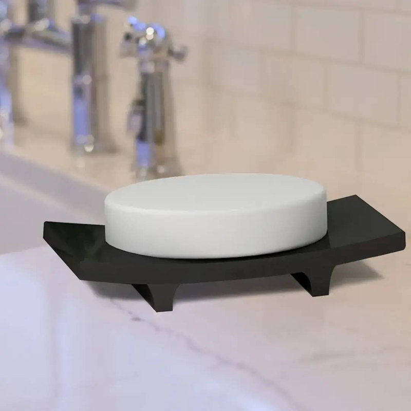 Porte-savon Oneita pour comptoir de salle de bain, douche et cuisine | Finition en résine noire