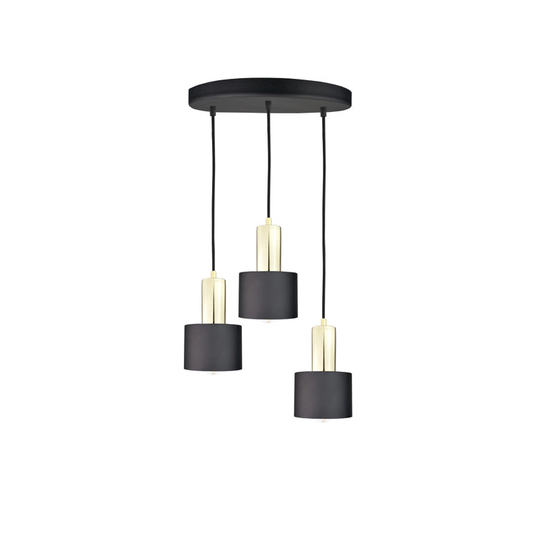 3 - Light Cluster Pendant, Black/Gold