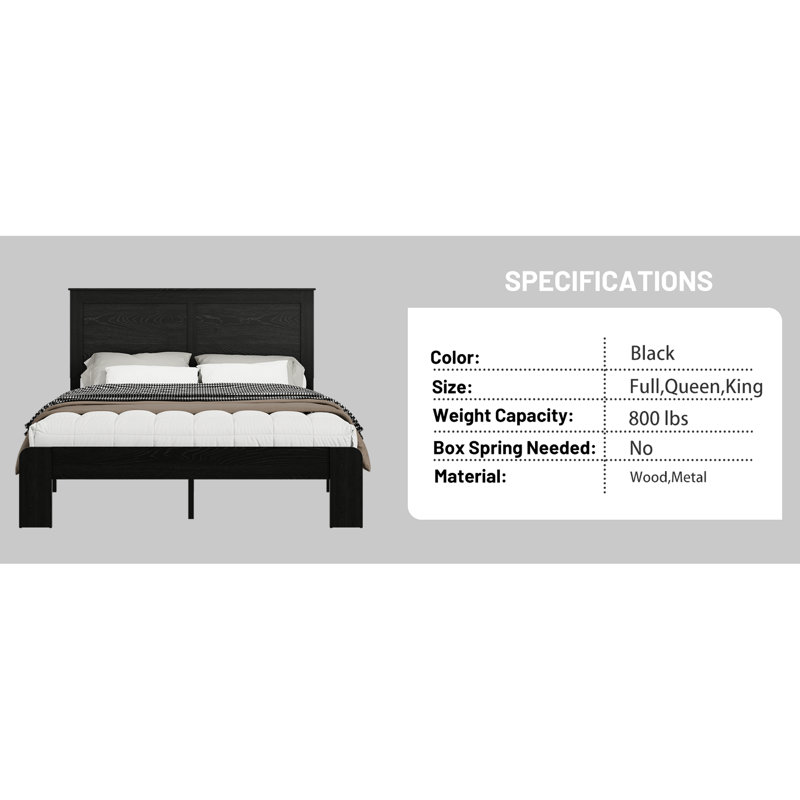 Structure de lit en bois pour très grand lit, structure de plateforme, performance sonore, aucun sommier requis, assemblage facile pour les débutants, grand espace de rangement, brun foncé, décoration de chambre à coucher contemporaine - fonctionnement, nécessaire,