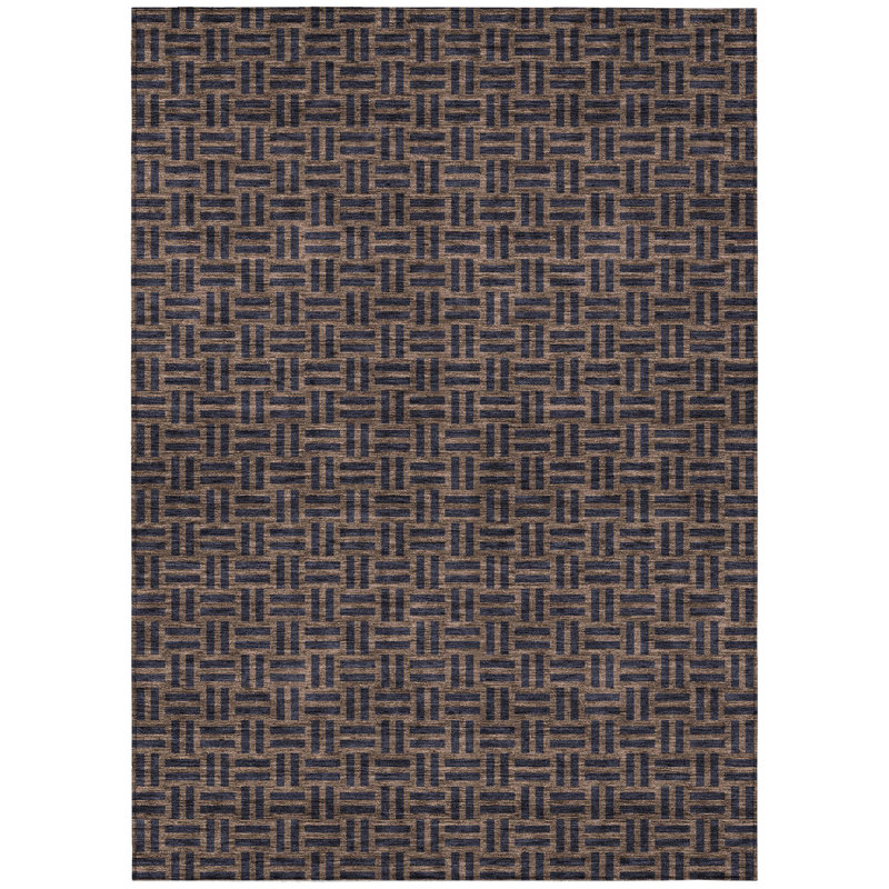 Tapis extérieur lavable géométrique 3 pi x 5 pi chocolat
