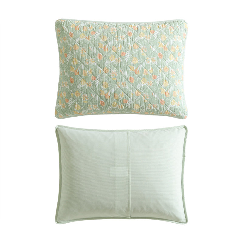 Pineapple Bloom Quilt, Green/Yellow, Queen Quilt + 2 Standard Shams
