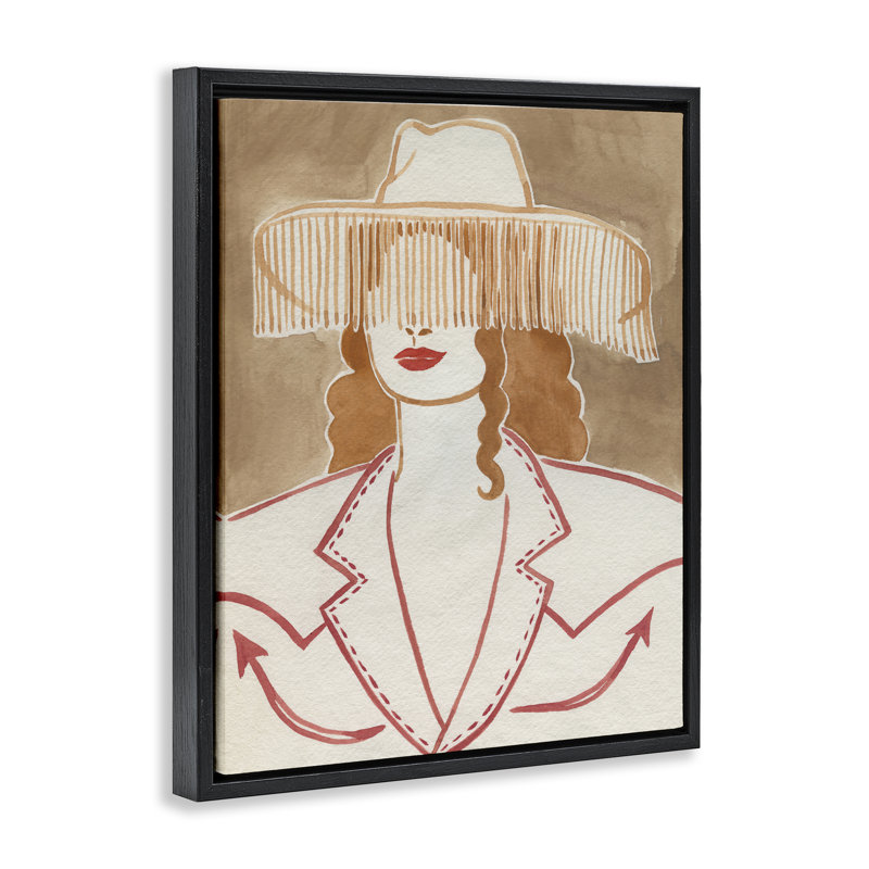  «Western Cowgirl Fashion», art mural encadré flottant par Grace Popp, H 31 po x l 25 po, Cadre flottant noir de jais