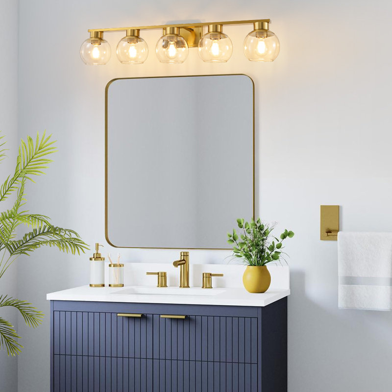 Geneva Dimmable Bathroom Vanity Light Fixtures, Gold, 5