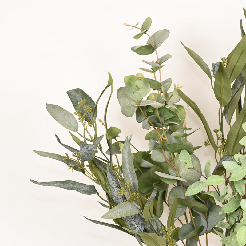 Branche de feuilles vertes mélangées artificielles de 40 po pour remplissage de vase, bouquet de fleurs à longue tige de feuillage de verdure de campagne pour décoration de table de centre de table de bureau à domicile