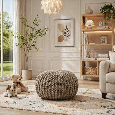 Knitted Cotton 20 X 20 Round Pouf