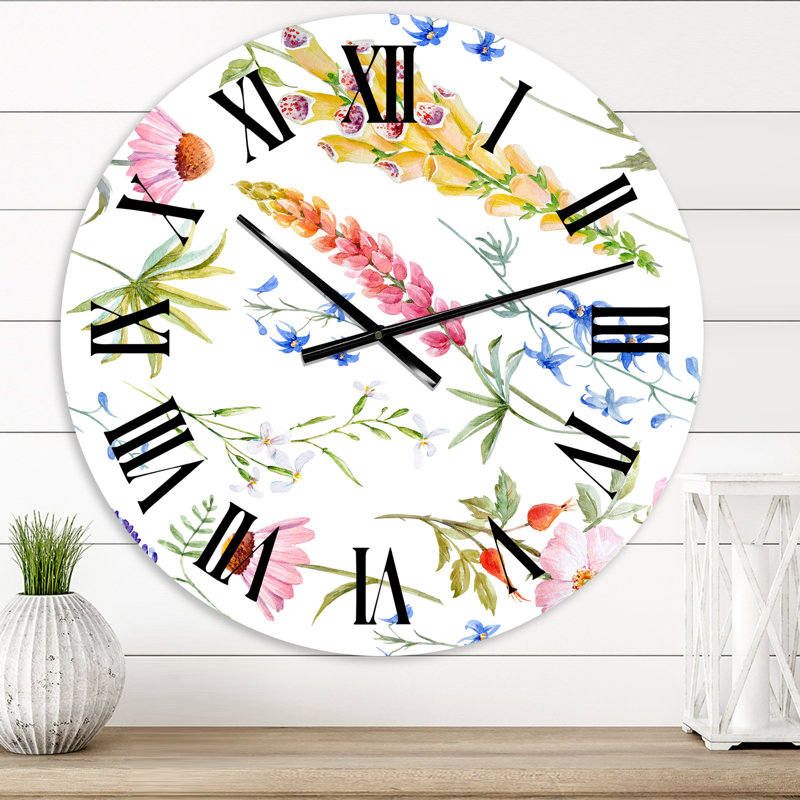 Vibrant Summer Wildflowers I - Horloge murale traditionnelle, Moyenne