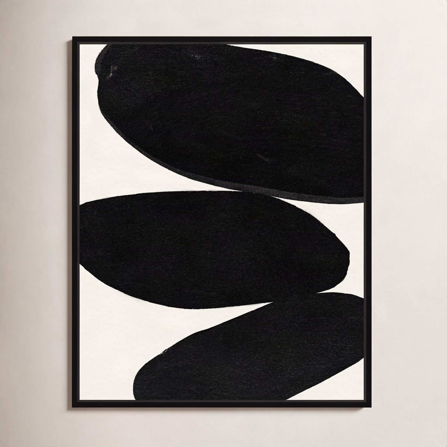 Beige and Black Abstract Modern Print, 21" H x 17" W, Black