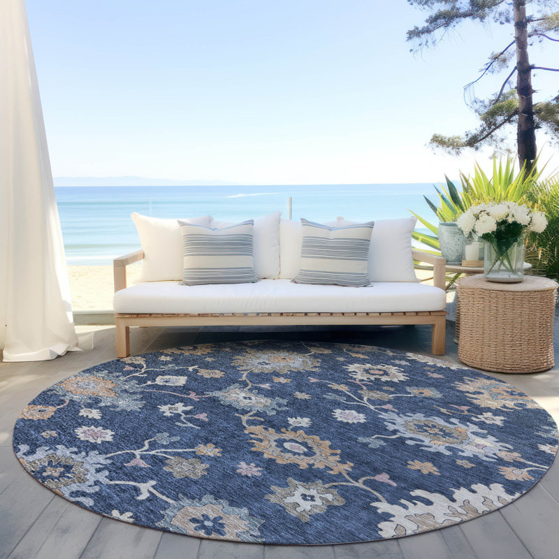 Tapis d'intérieur / extérieur bleu Talitha , 8 pi x 8 pi