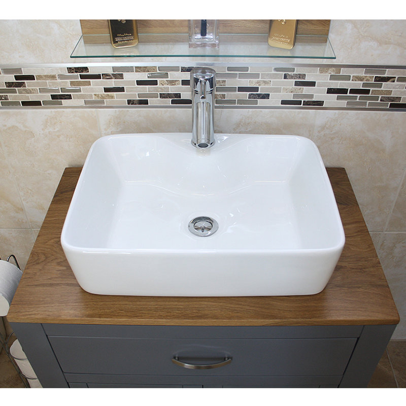 Breanna 801mm Single Bathroom Vanity with Vessel Ceramic Basin, Grey
