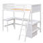 Lit simple mezzanine blanc avec étagère et bureau, cadre, bon pour les études, pas de sommier tapissier, utilisation efficace de l'espace, pin massif, L 79 po de long