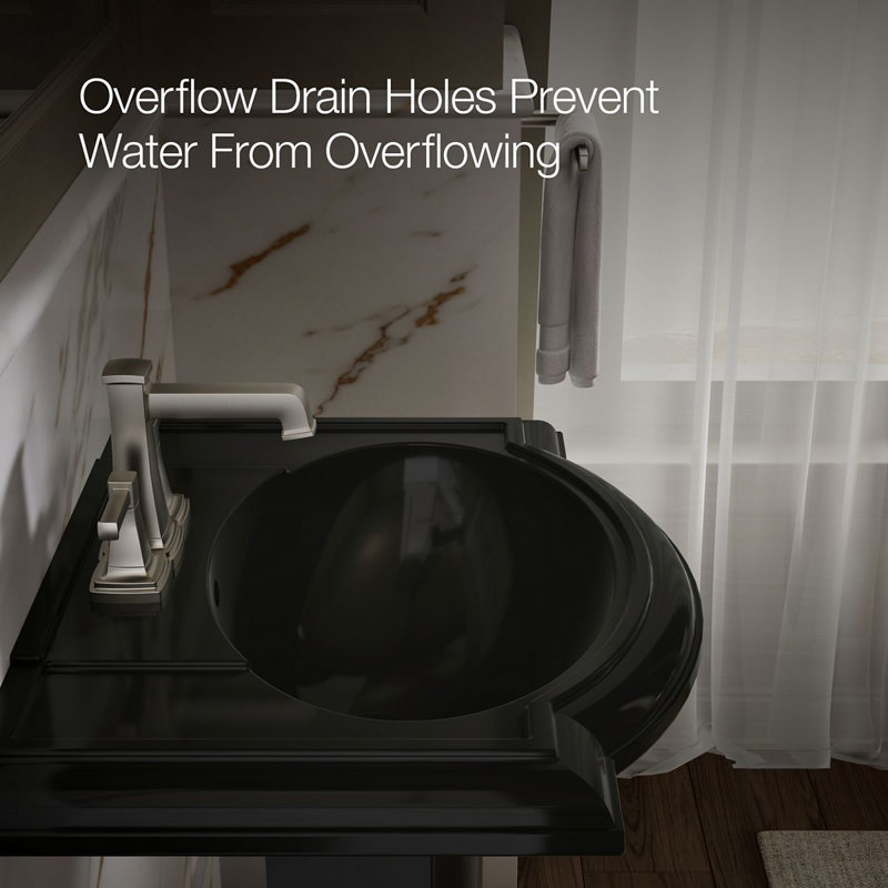 Devonshire Ceramic 25" Pedestal Bathroom Sink with Overflow, Thunder Grey, Centerset Faucet