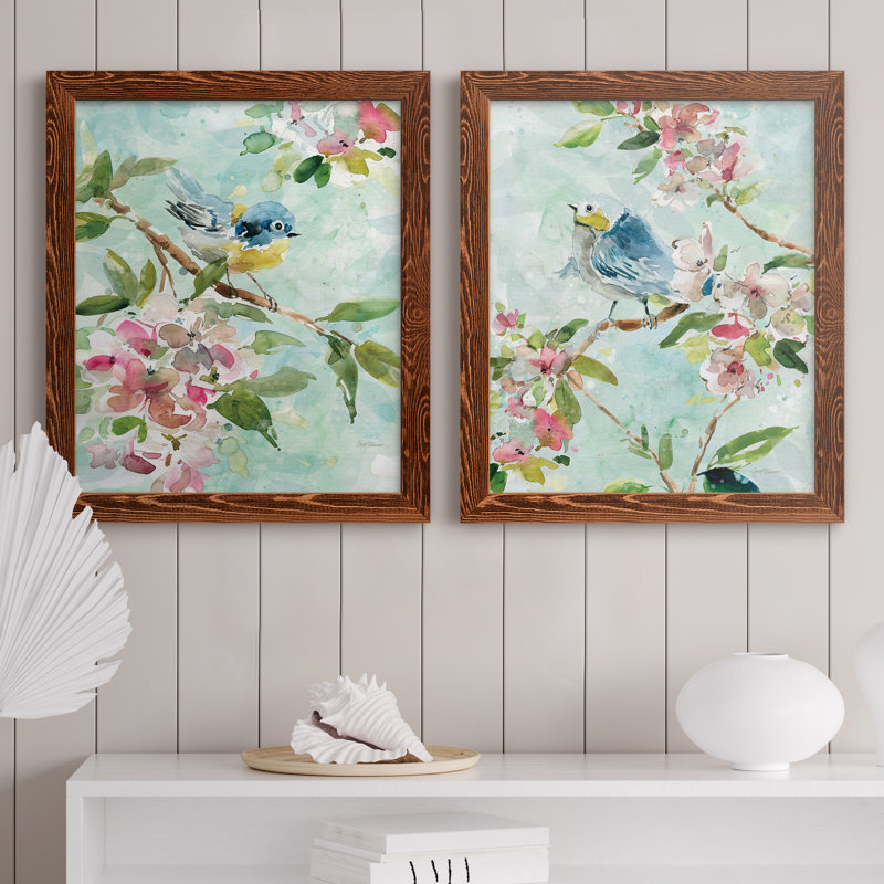 «Asbury Garden Song I», ensemble de 2 peintures sur toile encadrées, H 24 po x l 36 po x P 1,5 po, Cadre en érable