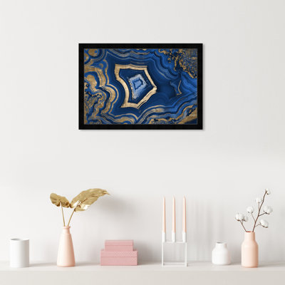 Blue And Gold Abstract Geode by Oliver Gal - Print