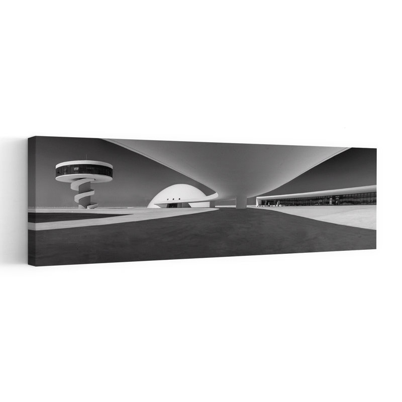 Sleek Modern Architecture Abstract Dramatic Geometric Architecture Wall Art, 12" H x 36" W