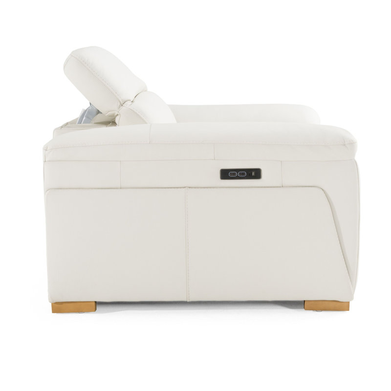 Gregory - Fauteuil inclinable moderne en cuir blanc cassé