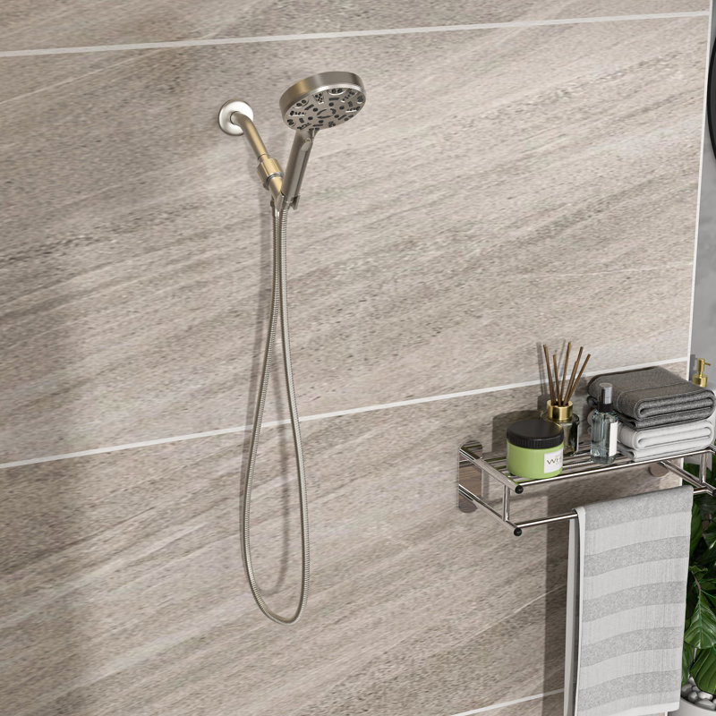 Brushed Nickel Handheld Shower - 8 Functions, 4.7" Head, 59" Hose Enjoy A Luxurious 8 In Stainless Steel Hose, Head Peaceful