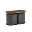 Table basse ovale moderne en bois 30,7 po avec 2 tabourets cachés Mira-1830885884