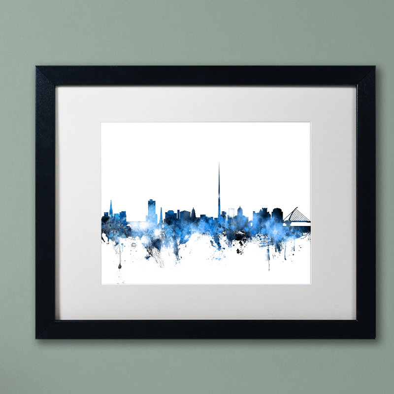 « dublin ireland horizon white », impression encadrée, H 11 po x l 14 po x P 0,5 po, Noir