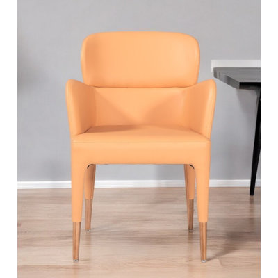 Peach Upholstered Fabric Dining Arm Chair